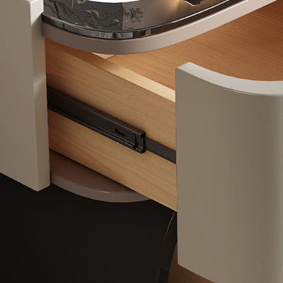 Zeitgenössischer nordischer rechteckiger Glas-Desktop-PineFaux-Leder-Nachttisch mit 2 Schubladen für das Schlafzimmer 