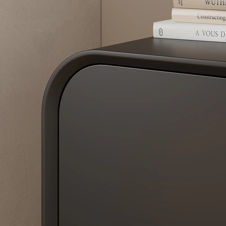 Modern Minimalist Square Medium Density Fiberboard Pine Stainless Steel Nightstand 1 - Drawer For Bedroom