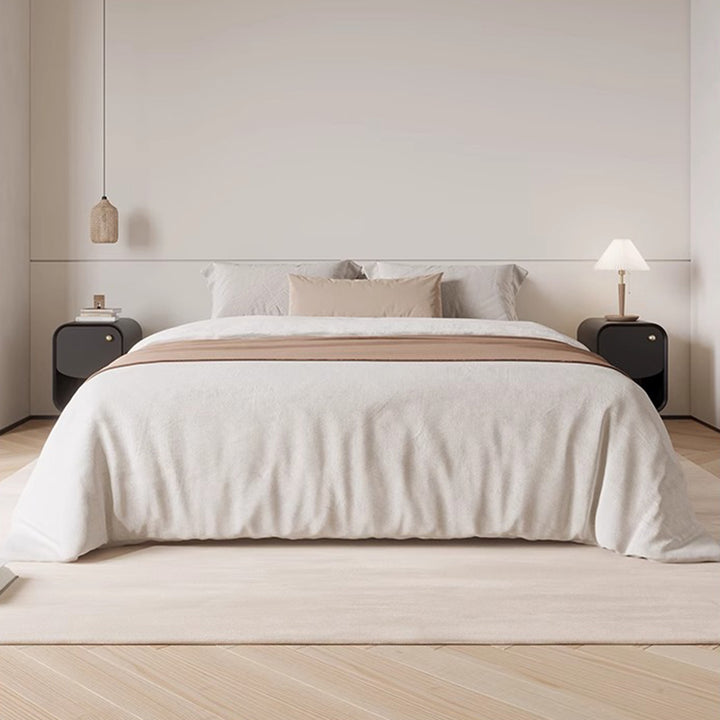 Table de chevet moderne minimaliste carré en bois massif à plusieurs couches avec tiroir en acier inoxydable pour chambre 