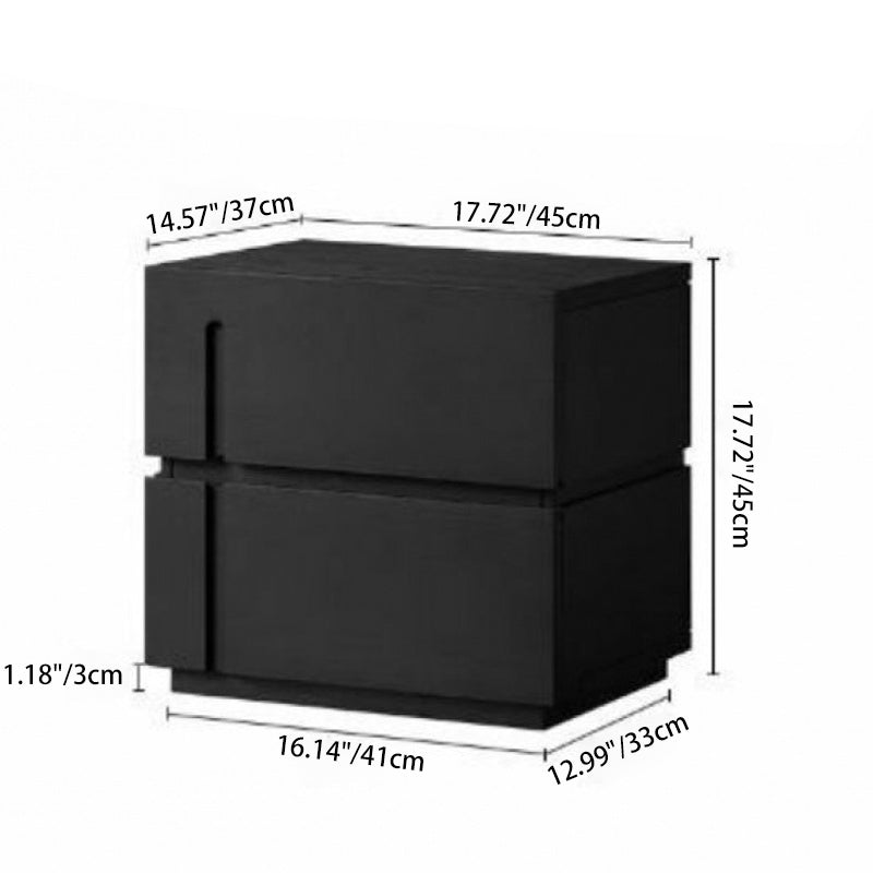 Table de chevet moderne minimaliste cube carré en bois massif avec quincaillerie 2 tiroirs pour chambre 
