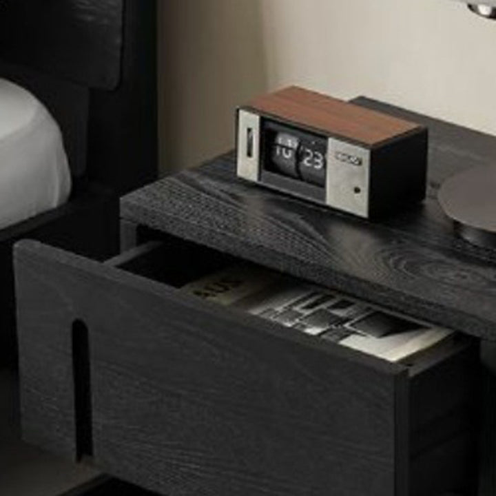 Table de chevet moderne minimaliste cube carré en bois massif avec quincaillerie 2 tiroirs pour chambre 