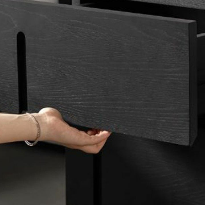 Table de chevet moderne minimaliste cube carré en bois massif avec quincaillerie 2 tiroirs pour chambre 