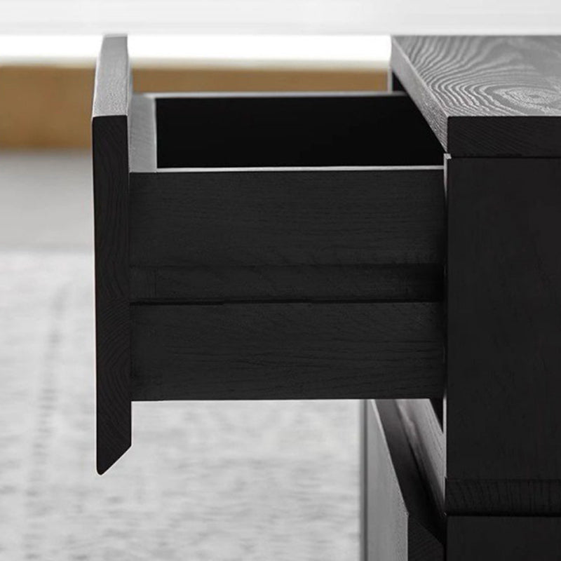 Table de chevet moderne minimaliste cube carré en bois massif avec quincaillerie 2 tiroirs pour chambre 