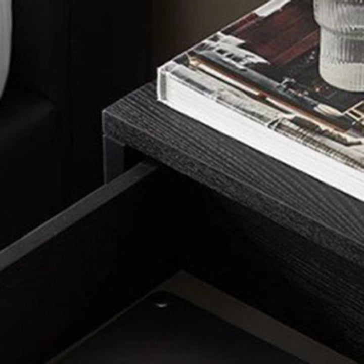 Table de chevet moderne minimaliste cube carré en bois massif avec quincaillerie 2 tiroirs pour chambre 