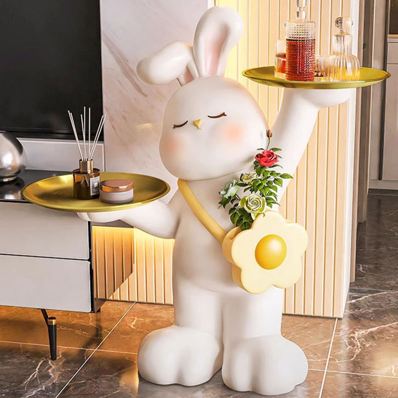 Contemporary Creative Rabbit Resin Stainless Steel Side Table 2 - Tray For Living Room