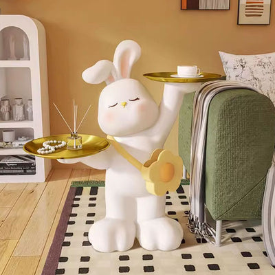 Contemporary Creative Rabbit Resin Stainless Steel Side Table 2 - Tray For Living Room
