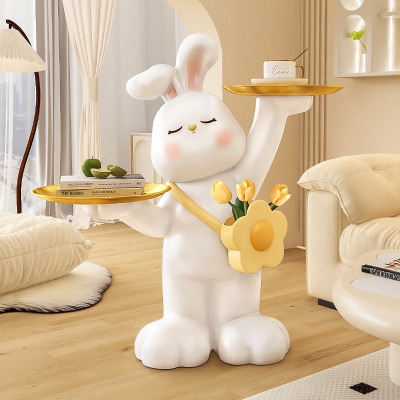 Contemporary Creative Rabbit Resin Stainless Steel Side Table 2 - Tray For Living Room