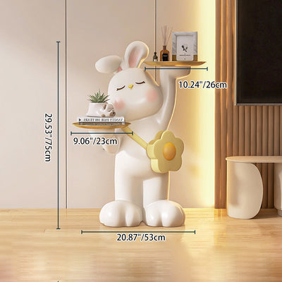 Contemporary Creative Rabbit Resin Stainless Steel Side Table 2 - Tray For Living Room