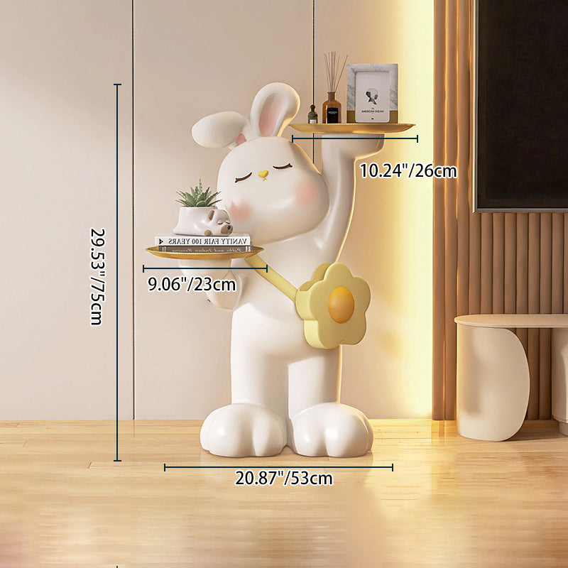 Contemporary Creative Rabbit Resin Stainless Steel Side Table 2 - Tray For Living Room