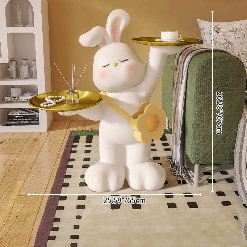 Contemporary Creative Rabbit Resin Stainless Steel Side Table 2 - Tray For Living Room