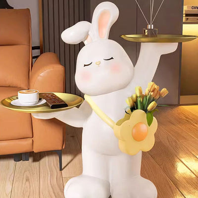 Contemporary Creative Rabbit Resin Stainless Steel Side Table 2 - Tray For Living Room