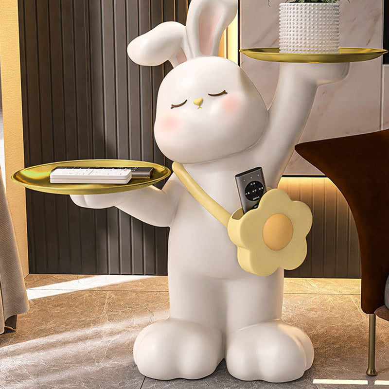 Contemporary Creative Rabbit Resin Stainless Steel Side Table 2 - Tray For Living Room