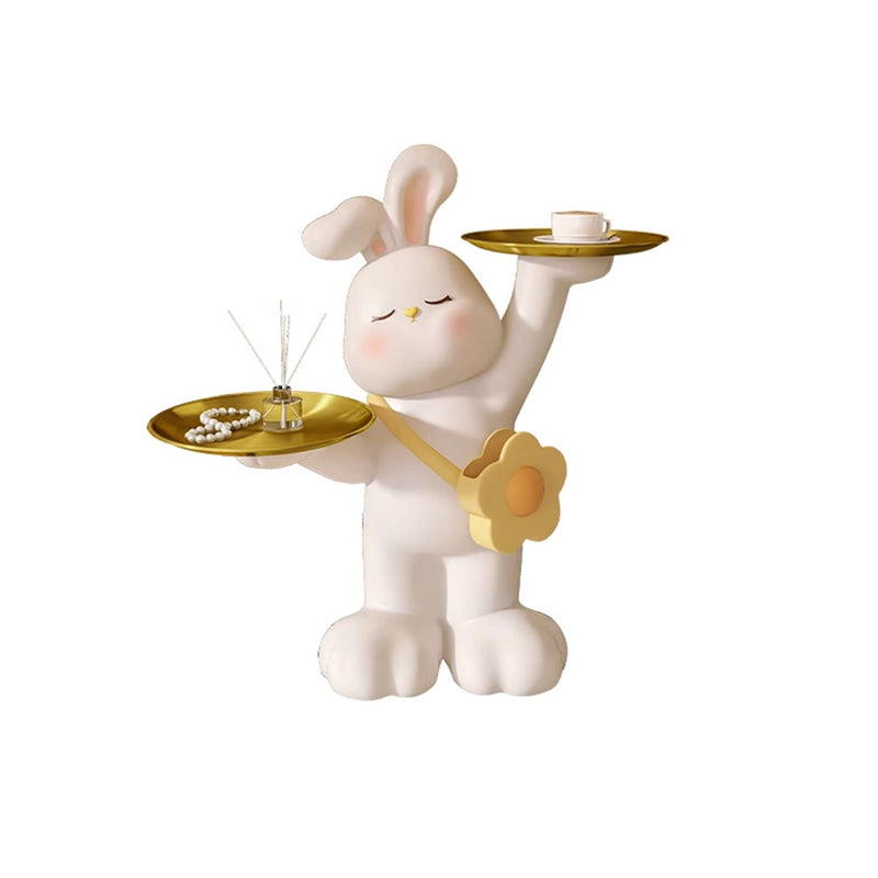 Contemporary Creative Rabbit Resin Stainless Steel Side Table 2 - Tray For Living Room