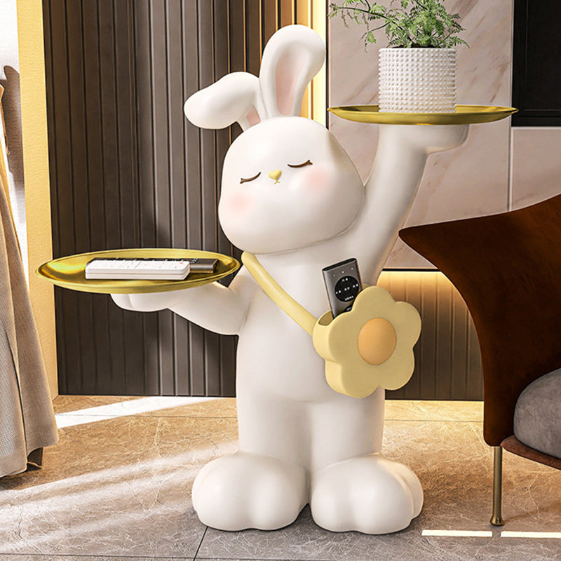 Contemporary Creative Rabbit Resin Stainless Steel Side Table 2 - Tray For Living Room