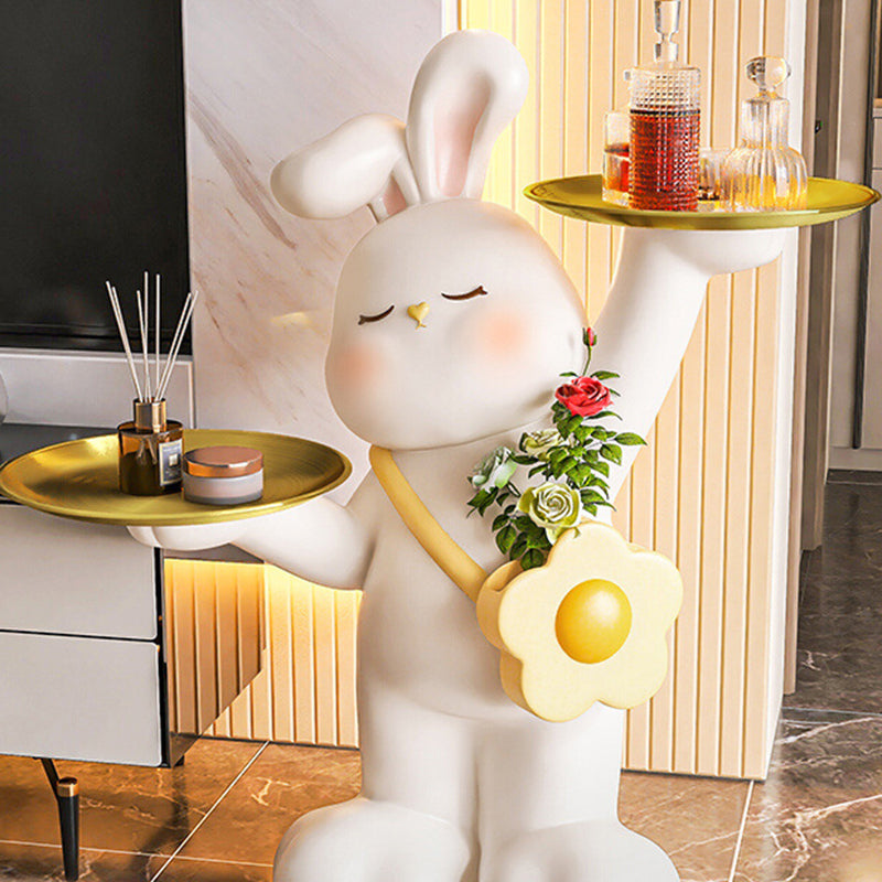 Contemporary Creative Rabbit Resin Stainless Steel Side Table 2 - Tray For Living Room