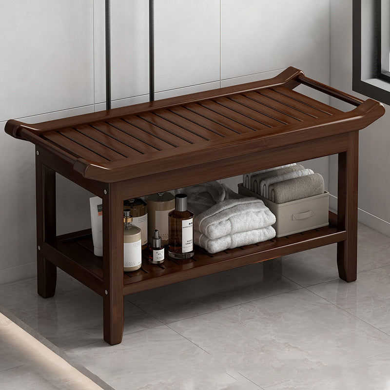 Modern Minimalist Rectangle Full Bamboo Storage Cabinet Side Table 2 - Tier For Bathroom