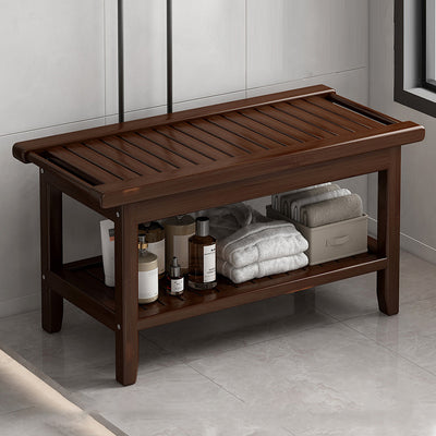 Modern Minimalist Rectangle Full Bamboo Storage Cabinet Side Table 2 - Tier For Bathroom