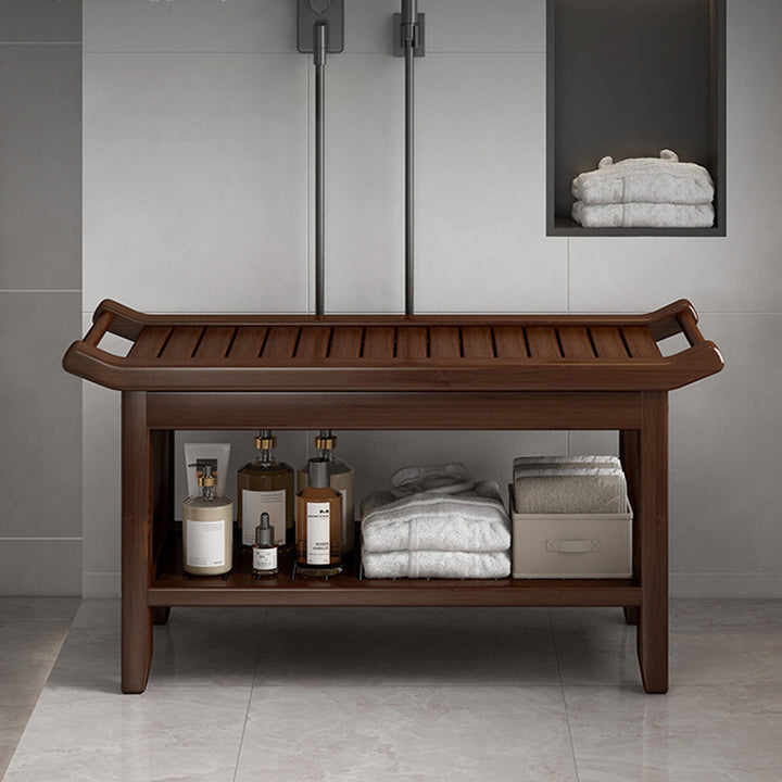 Modern Minimalist Rectangle Full Bamboo Storage Cabinet Side Table 2 - Tier For Bathroom