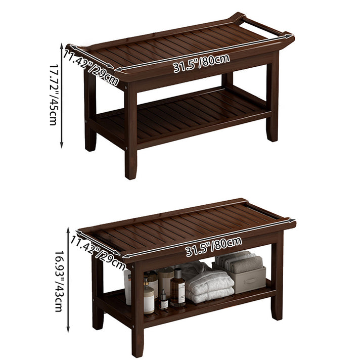 Modern Minimalist Rectangle Full Bamboo Storage Cabinet Side Table 2 - Tier For Bathroom