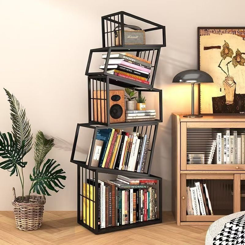 Cadre carré nordique contemporain Armoire de rangement en fer complet Étagère 3/4/5 - Niveaux pour salon 