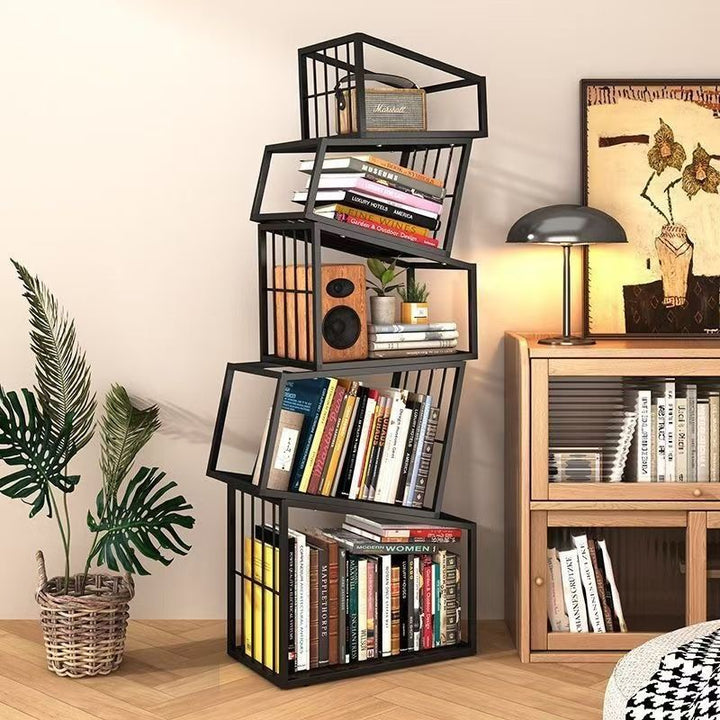 Cadre carré nordique contemporain Armoire de rangement en fer complet Étagère 3/4/5 - Niveaux pour salon 