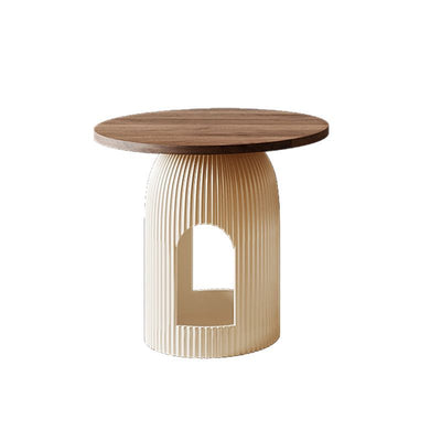 Table basse contemporaine nordique ronde en bois massif à plusieurs couches 1 - tiroir pour salon 