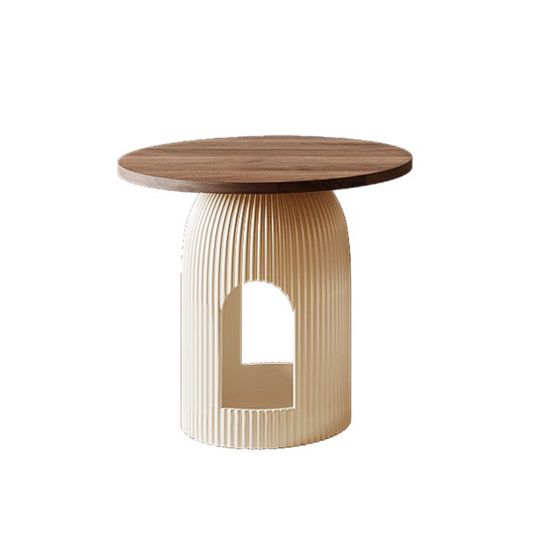 Table basse contemporaine nordique ronde en bois massif à plusieurs couches 1 - tiroir pour salon 