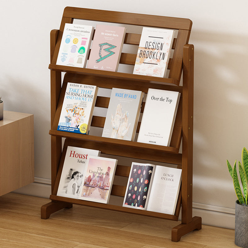 Zeitgenössische schlichte quadratische schräge Bücherregal aus synthetischem Rattan mit Bambusflechtung, 3-stufig, für das Wohnzimmer 