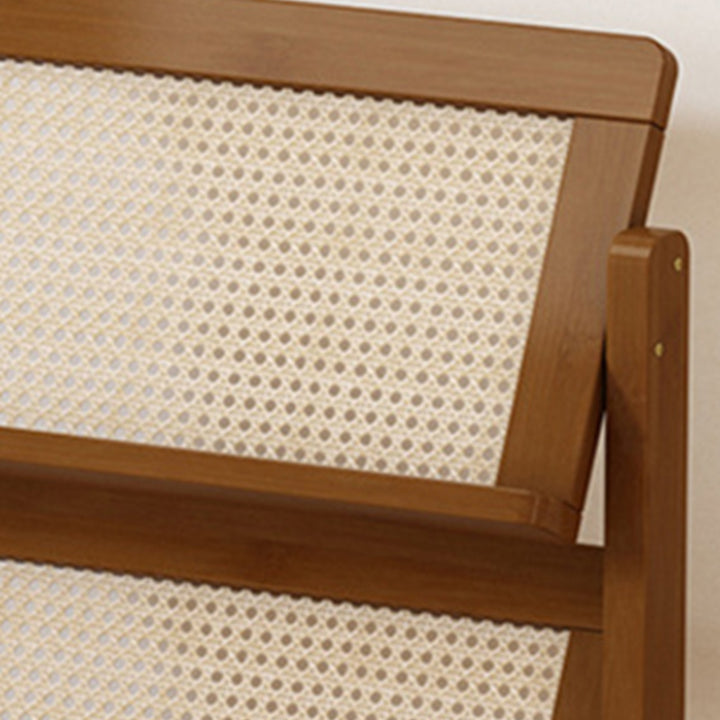 Zeitgenössische schlichte quadratische schräge Bücherregal aus synthetischem Rattan mit Bambusflechtung, 3-stufig, für das Wohnzimmer 