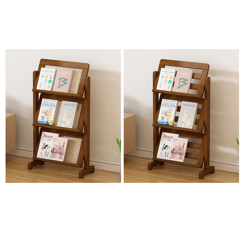 Zeitgenössische schlichte quadratische schräge Bücherregal aus synthetischem Rattan mit Bambusflechtung, 3-stufig, für das Wohnzimmer 