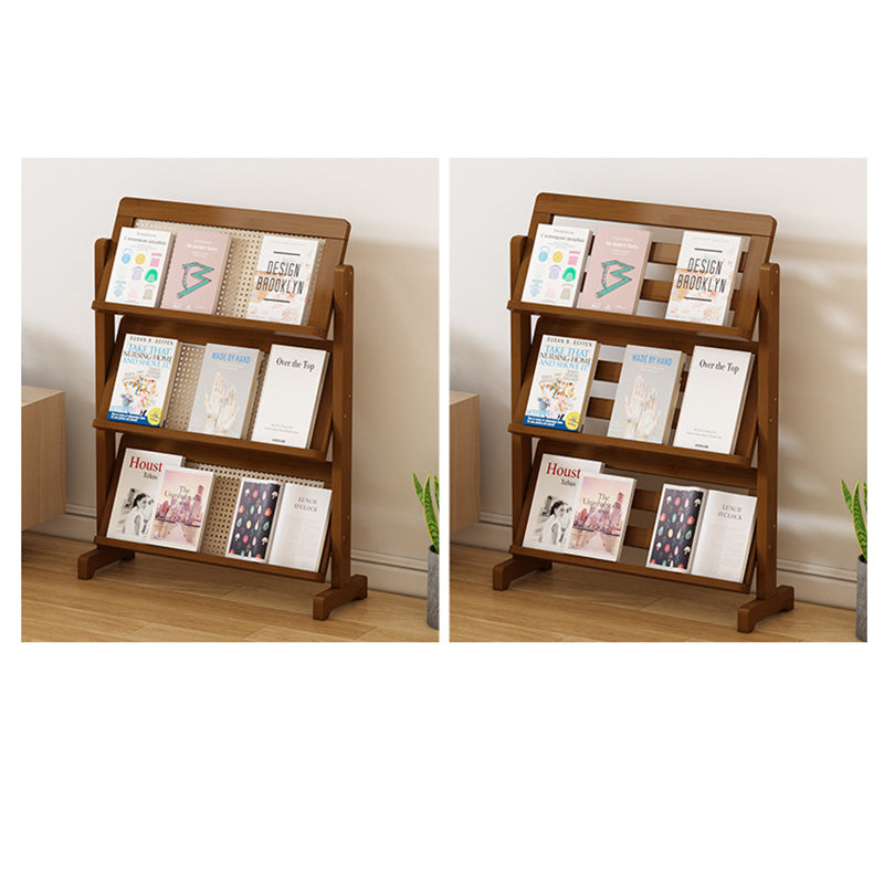 Zeitgenössische schlichte quadratische schräge Bücherregal aus synthetischem Rattan mit Bambusflechtung, 3-stufig, für das Wohnzimmer 