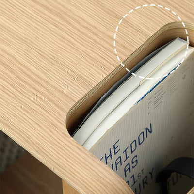 Moderner minimalistischer rechteckiger Geometrie Massivholz Beistelltisch 2-stufig für Wohnzimmer 
