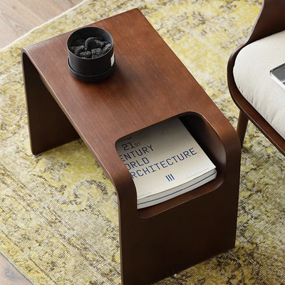 Moderner minimalistischer rechteckiger Geometrie Massivholz Beistelltisch 2-stufig für Wohnzimmer 