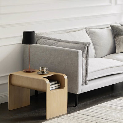 Moderner minimalistischer rechteckiger Geometrie Massivholz Beistelltisch 2-stufig für Wohnzimmer 