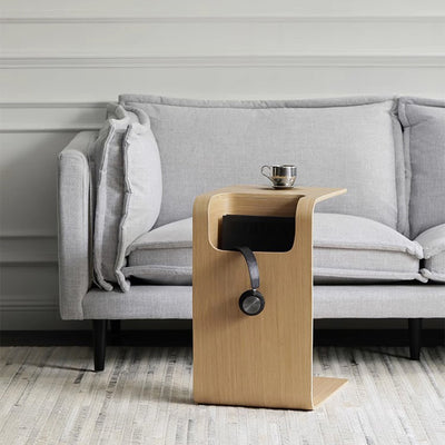 Moderner minimalistischer rechteckiger Geometrie Massivholz Beistelltisch 2-stufig für Wohnzimmer 
