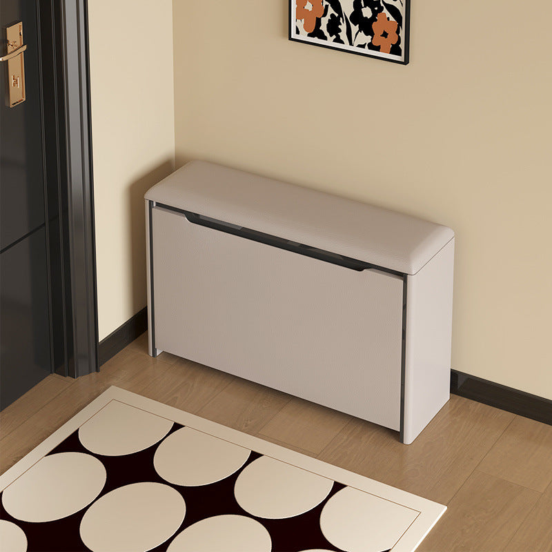 Modern Minimalist Rectangular Cube Microfiber Leather Pine Sitting Shoe Storage Tipping Bucket 2 - Tier For Entryways