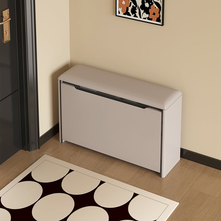 Modern Minimalist Rectangular Cube Microfiber Leather Pine Sitting Shoe Storage Tipping Bucket 2 - Tier For Entryways