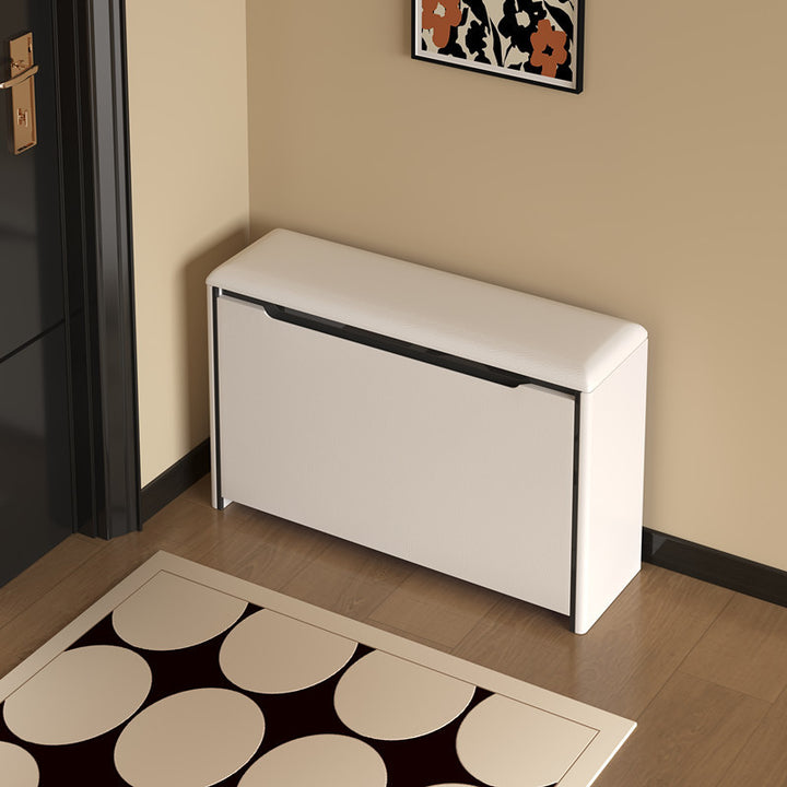 Modern Minimalist Rectangular Cube Microfiber Leather Pine Sitting Shoe Storage Tipping Bucket 2 - Tier For Entryways
