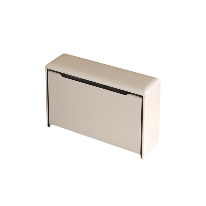 Modern Minimalist Rectangular Cube Microfiber Leather Pine Sitting Shoe Storage Tipping Bucket 2 - Tier For Entryways
