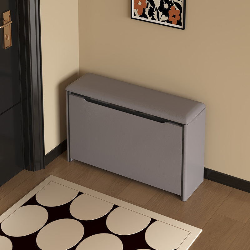Modern Minimalist Rectangular Cube Microfiber Leather Pine Sitting Shoe Storage Tipping Bucket 2 - Tier For Entryways