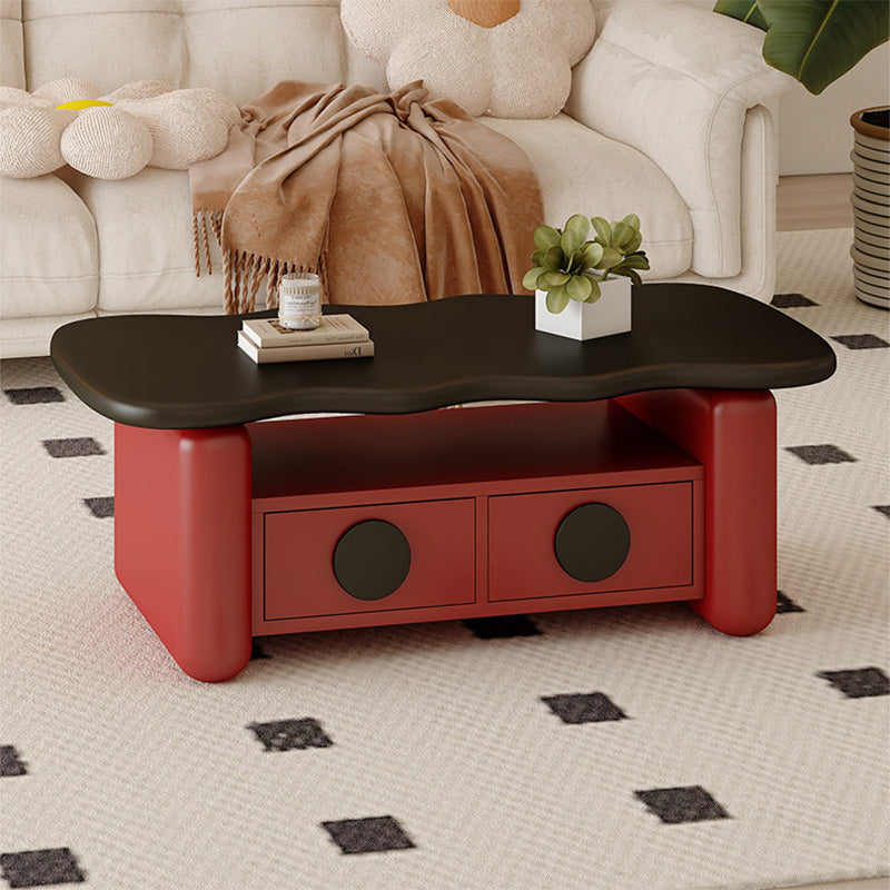 Table basse contemporaine nordique rectangulaire à plusieurs couches en bois massif et en panneaux de fibres avec matériel, 3 niveaux pour le salon 