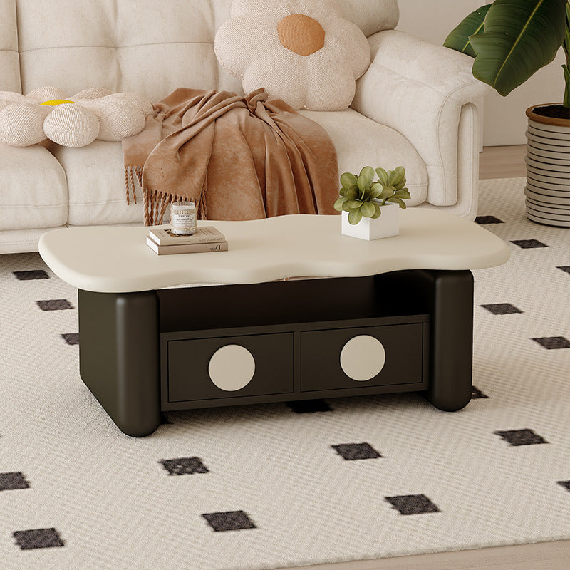 Table basse contemporaine nordique rectangulaire à plusieurs couches en bois massif et en panneaux de fibres avec matériel, 3 niveaux pour le salon 
