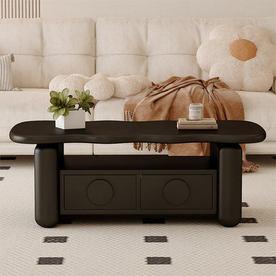Table basse contemporaine nordique rectangulaire à plusieurs couches en bois massif et en panneaux de fibres avec matériel, 3 niveaux pour le salon 