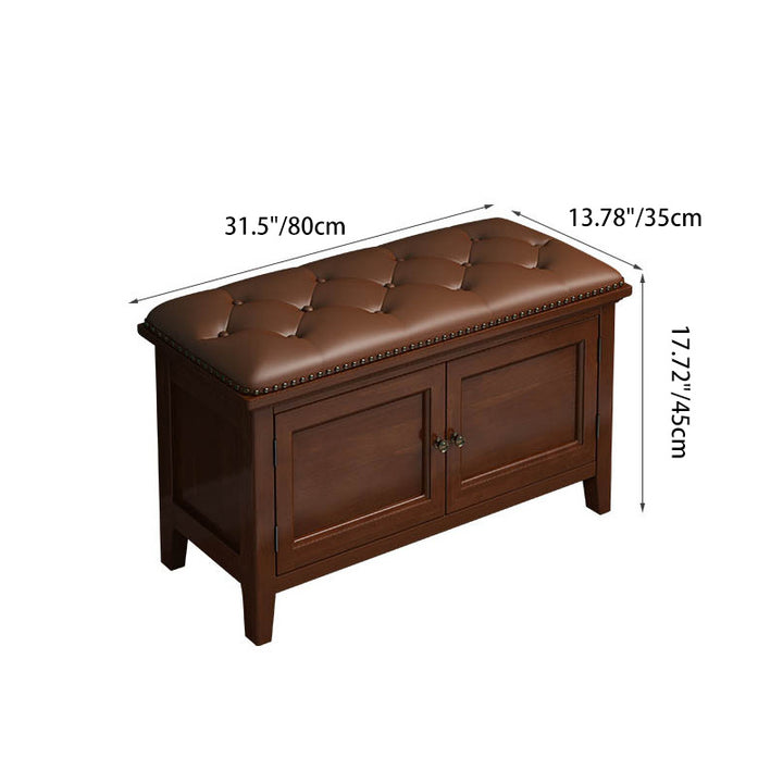Contemporain Nordique Rectangle Cuir Synthétique Bouleau Seau Basculant Assis Rangement Chaussures 2 - Niveaux Pour Entrées 