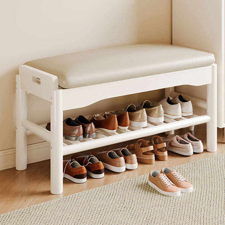 Contemporary Simplicity Rectangle PU Leather Pine Backless Armless Footstool 2 - Tier For Entryways