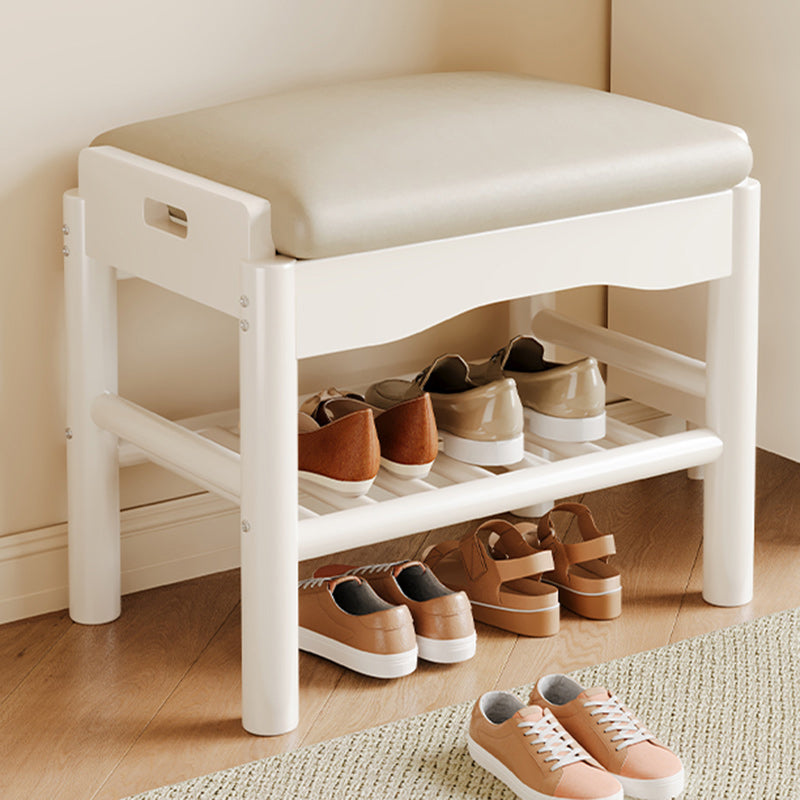 Contemporary Simplicity Rectangle PU Leather Pine Backless Armless Footstool 2 - Tier For Entryways