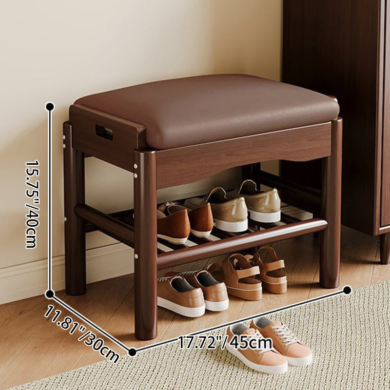Contemporary Simplicity Rectangle PU Leather Pine Backless Armless Footstool 2 - Tier For Entryways