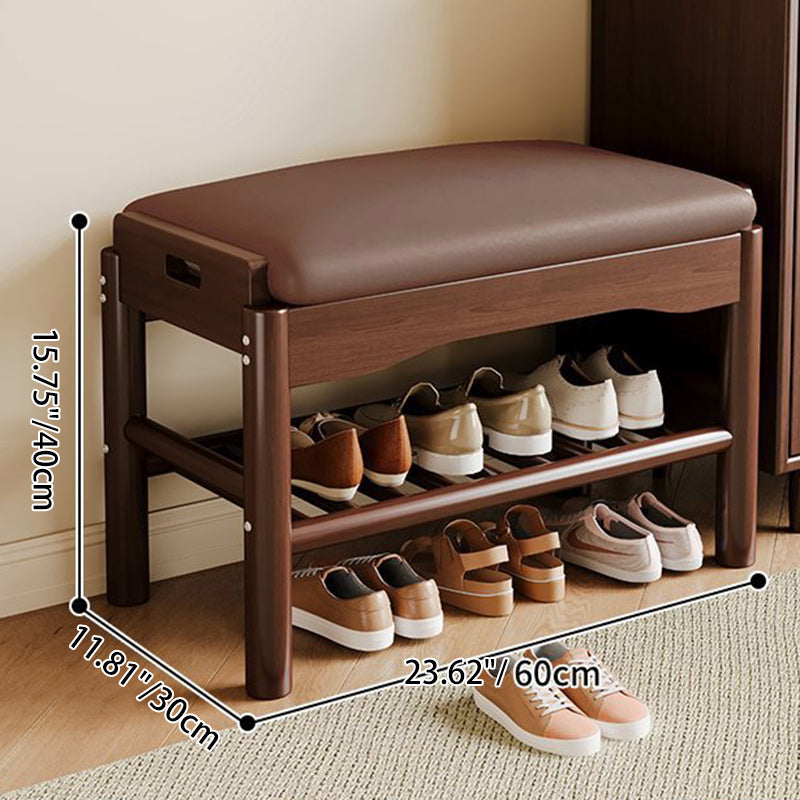 Contemporary Simplicity Rectangle PU Leather Pine Backless Armless Footstool 2 - Tier For Entryways