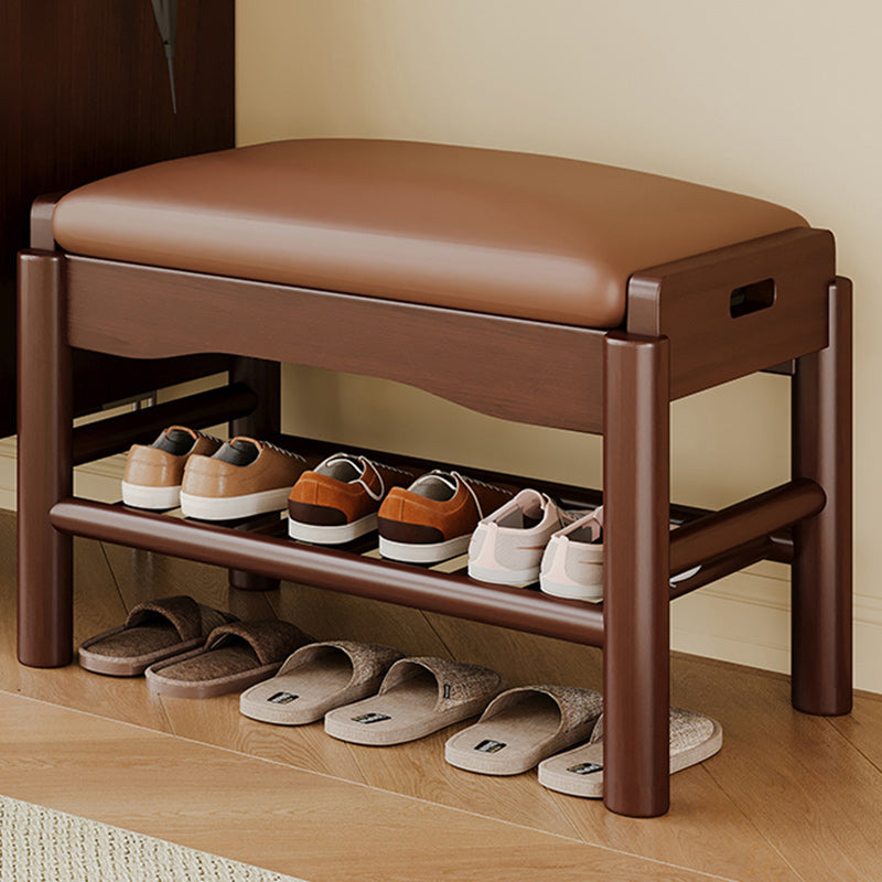 Contemporary Simplicity Rectangle PU Leather Pine Backless Armless Footstool 2 - Tier For Entryways