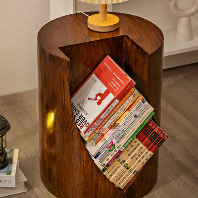 Table d'appoint cylindrique en résine de verre nordique contemporain à 2 niveaux pour salon 